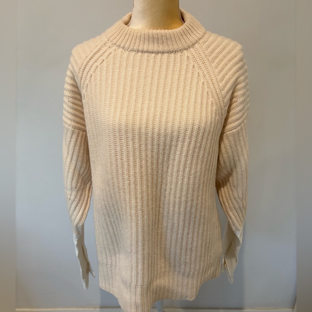 Haider Ackermann Cream Ribbed Wool Sweater, XS- Oversized